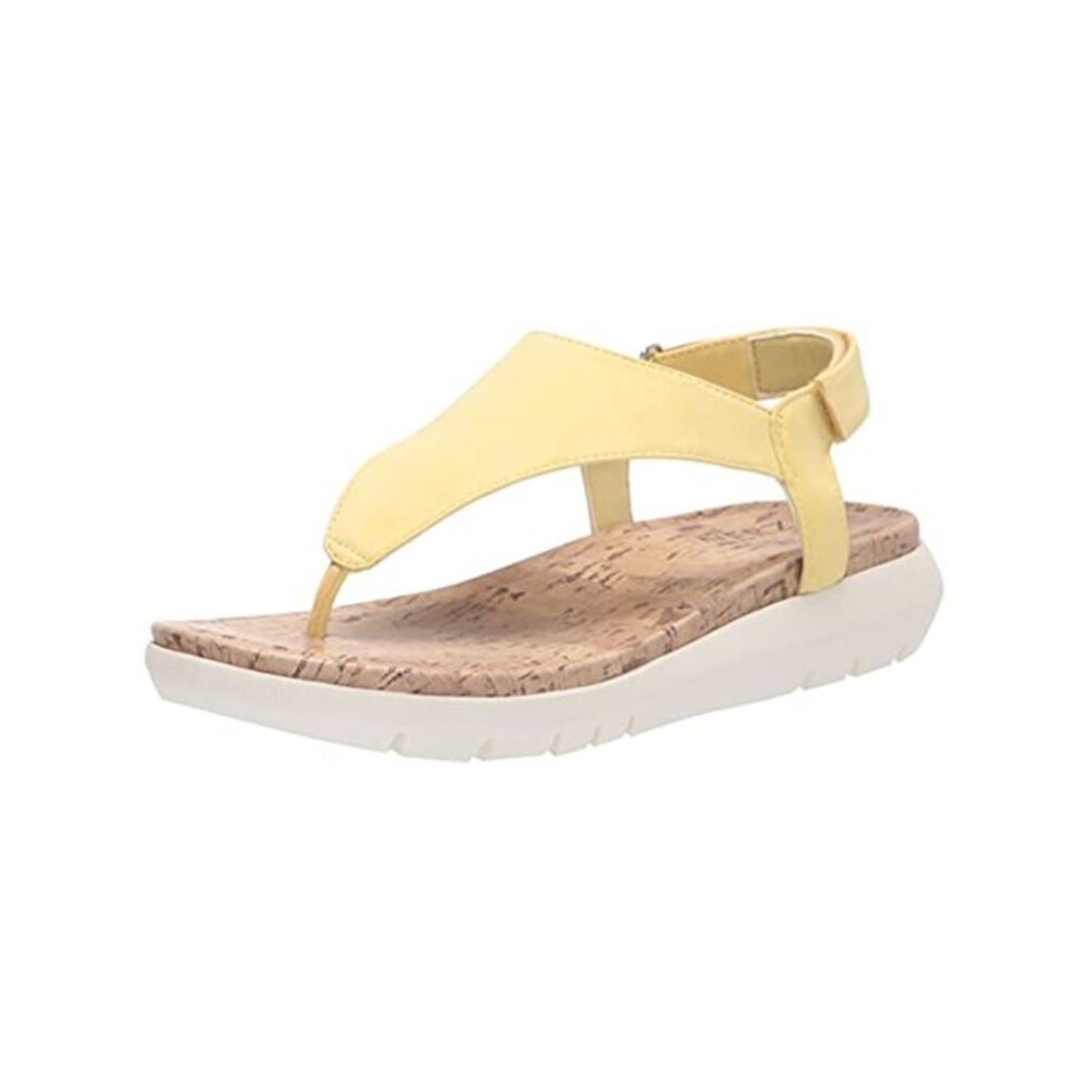 NATURALIZER Womens Iced Lemon Yellow Meghan Round Toe Wedge Thong Sandals 7 M